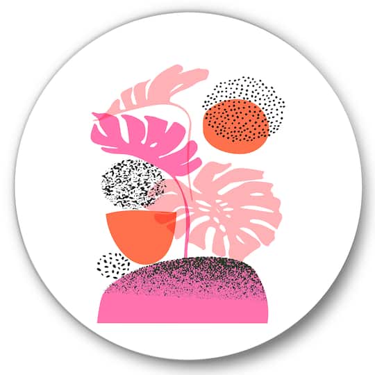 Designart - Geometric Moon & Sun Shapes With Tropical Leaves